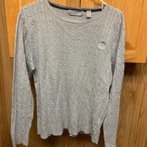 Liz Claiborne women’s gray classic cable knit crewneck sweater / size L
